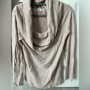 Rose color 3 dot cowl neck sweater. Size L.
